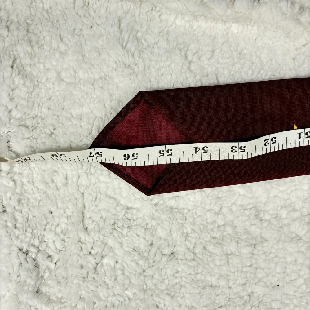 Vtg Mirrored Signature Necktie Burgundy Hand‎ Painted Script Poly 40s 50s 57x3